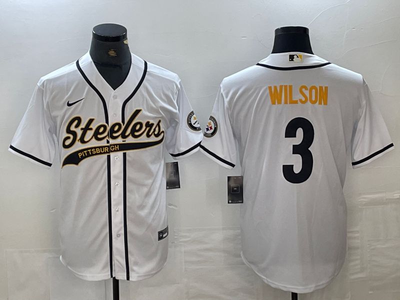 Men Pittsburgh Steelers 3 Wilson White 2024 Nike Co branded NFL Jersey style 2